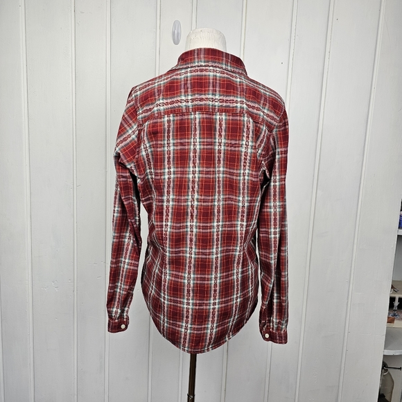 Woolrich Western Red Plaid Long Sleeve Snap Button Down Top Women's Large - Picture 6 of 12
